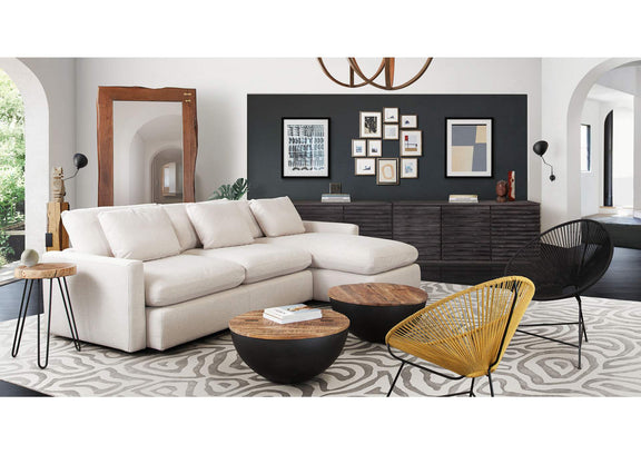 ARCADIACM2PC Arcadia 2pc Reversible Chaise Sectional W/ Feather Down Seating In Cream Fabric