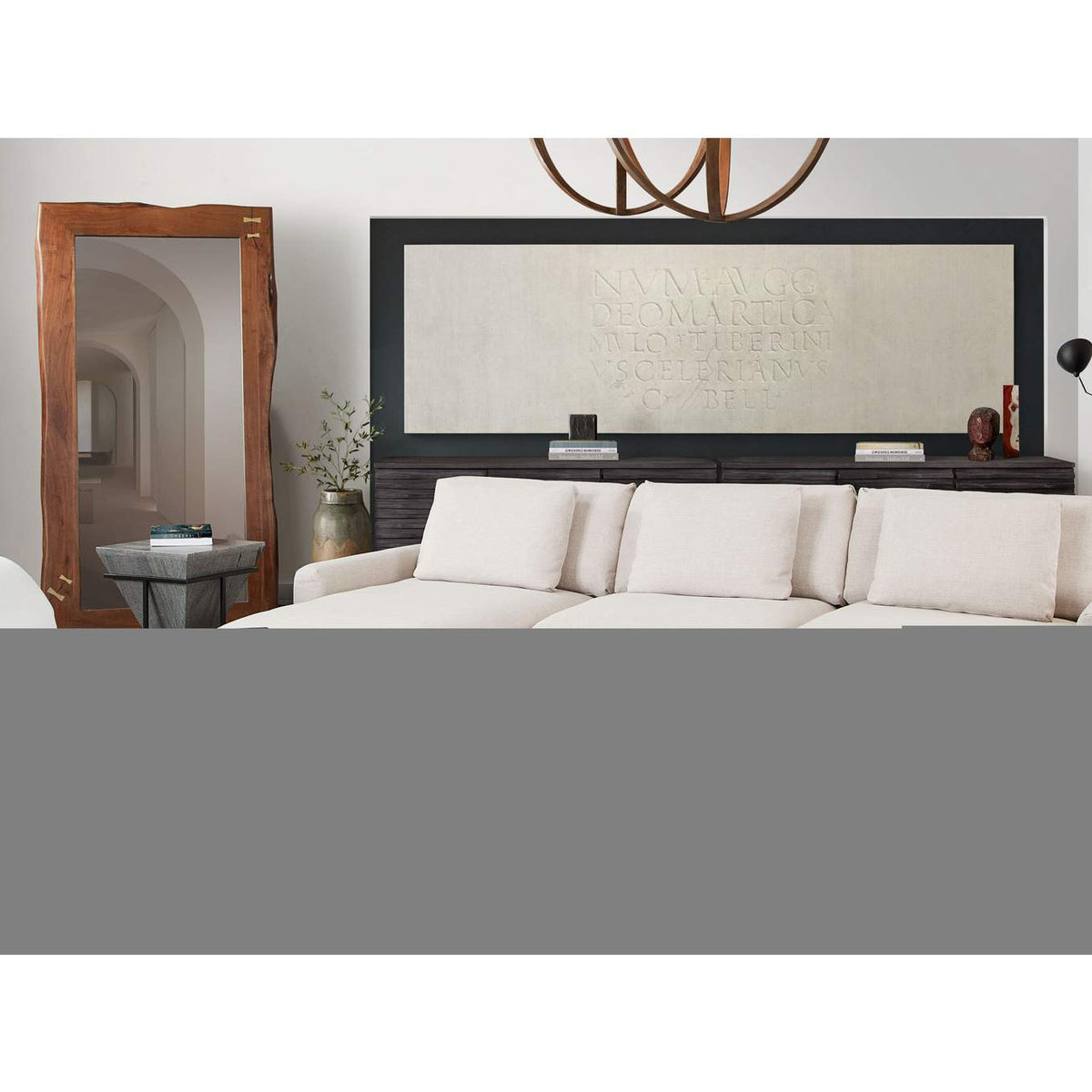 ARCADIACM2PC Arcadia 2pc Reversible Chaise Sectional W/ Feather Down Seating In Cream Fabric