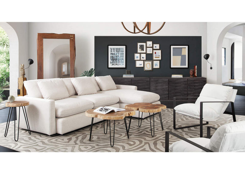 ARCADIACM2PC Arcadia 2pc Reversible Chaise Sectional W/ Feather Down Seating In Cream Fabric