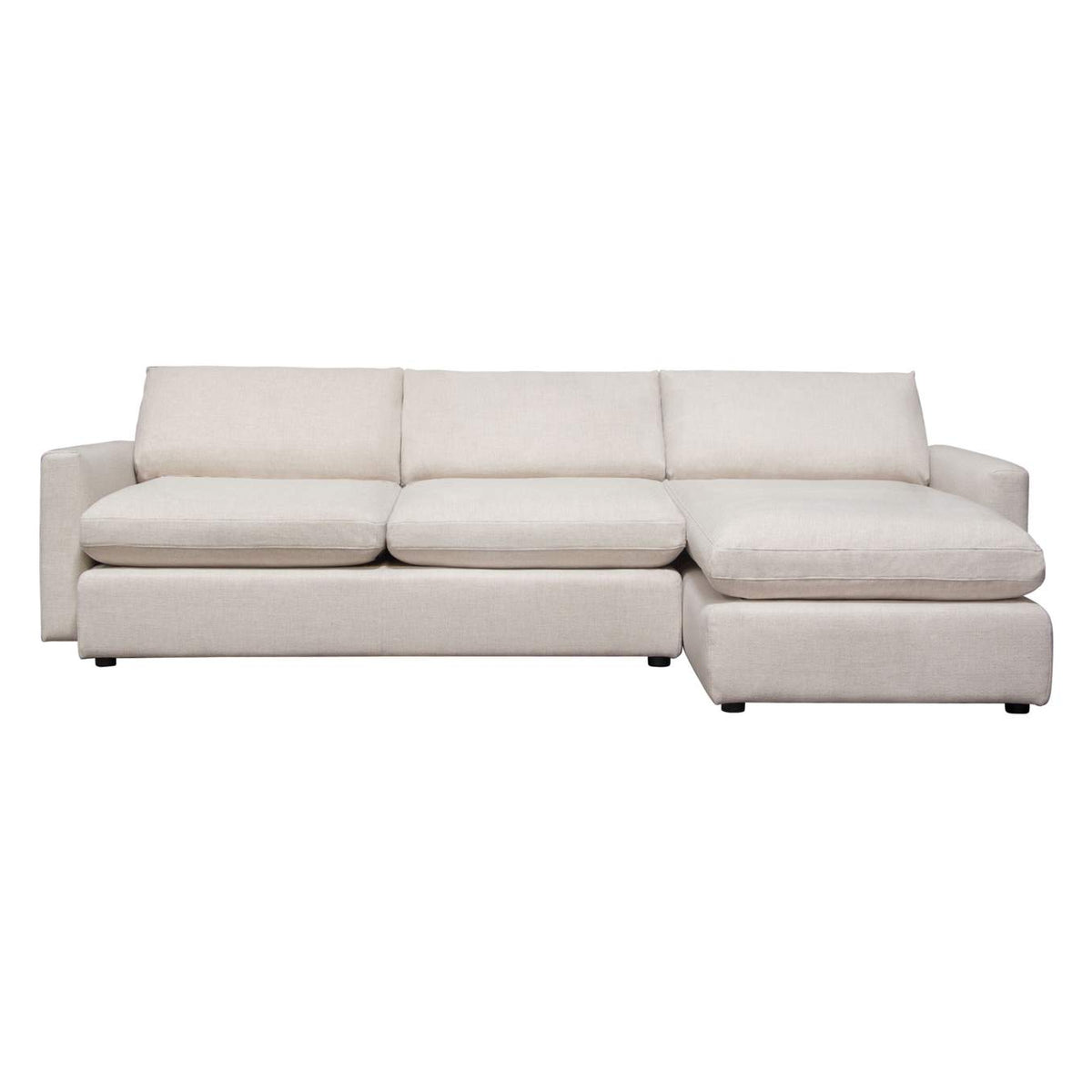 ARCADIACM2PC Arcadia 2pc Reversible Chaise Sectional W/ Feather Down Seating In Cream Fabric