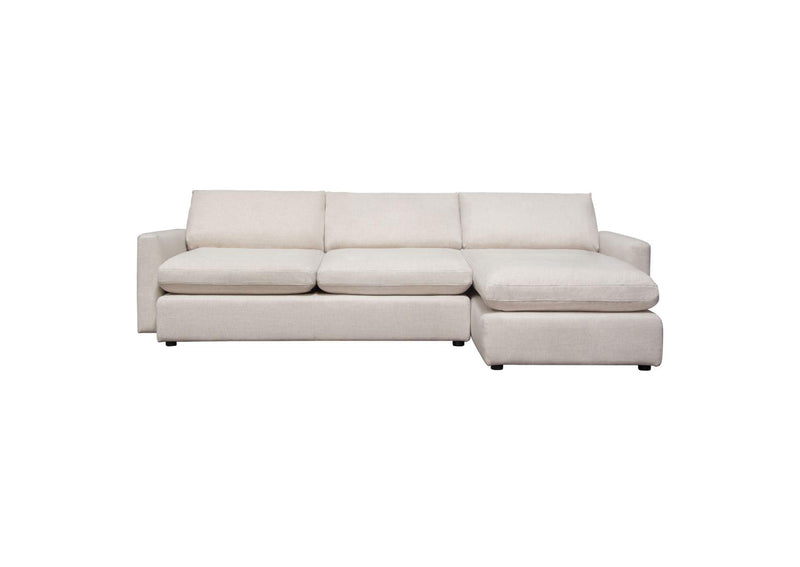 ARCADIACM2PC Arcadia 2pc Reversible Chaise Sectional W/ Feather Down Seating In Cream Fabric