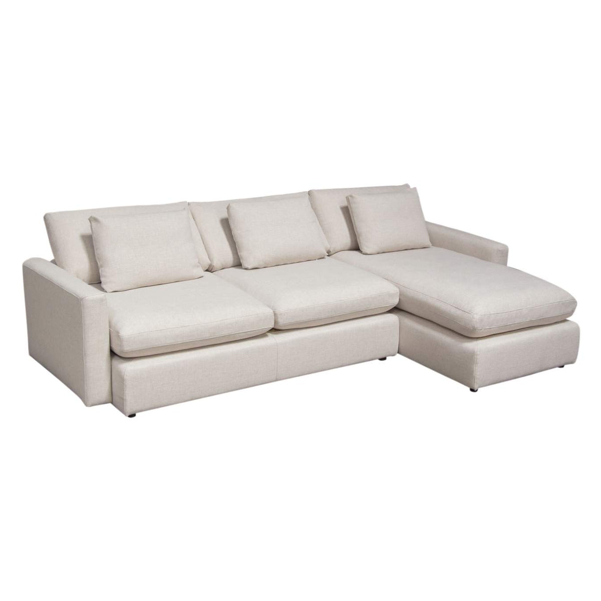 ARCADIACM2PC Arcadia 2pc Reversible Chaise Sectional W/ Feather Down Seating In Cream Fabric