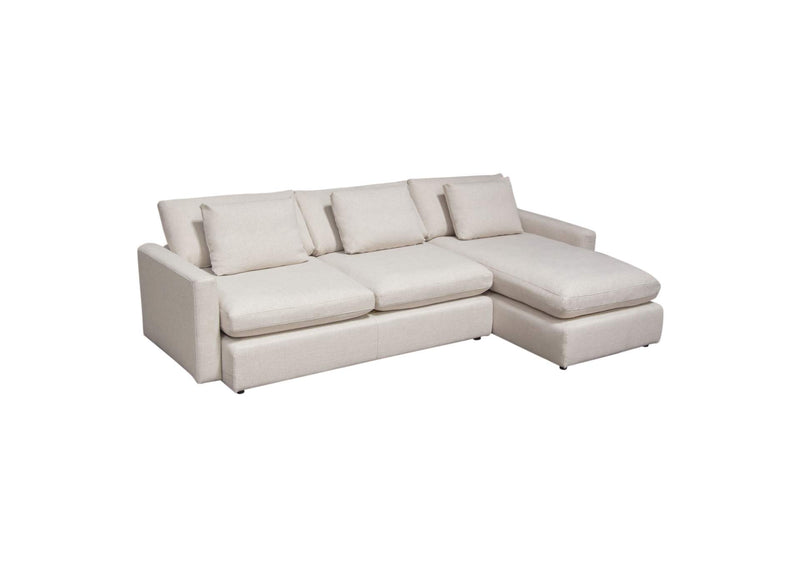 ARCADIACM2PC Arcadia 2pc Reversible Chaise Sectional W/ Feather Down Seating In Cream Fabric