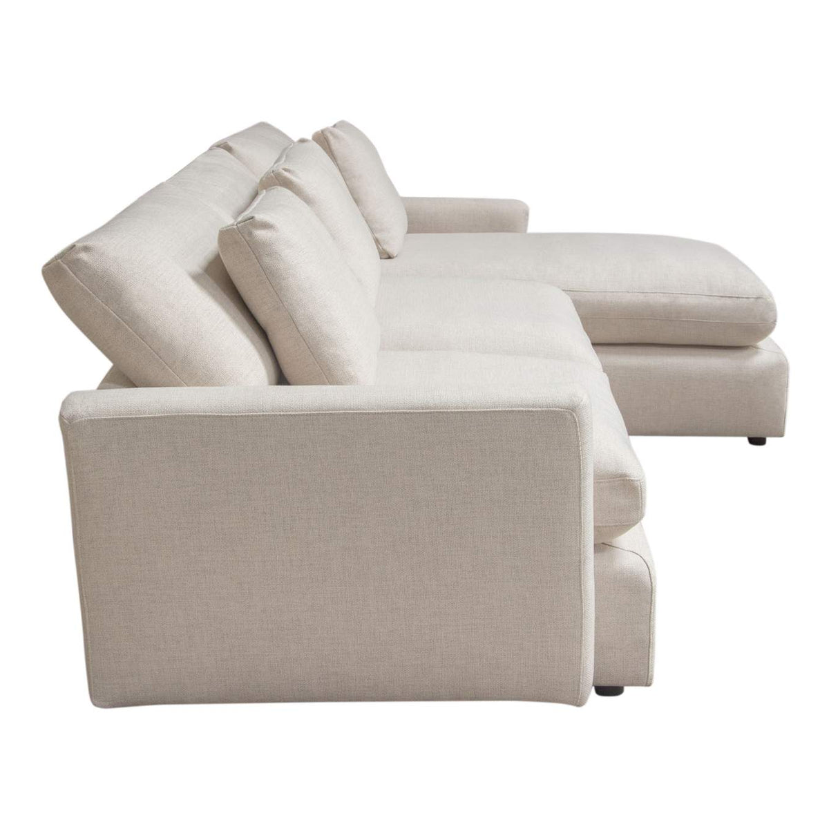 ARCADIACM2PC Arcadia 2pc Reversible Chaise Sectional W/ Feather Down Seating In Cream Fabric
