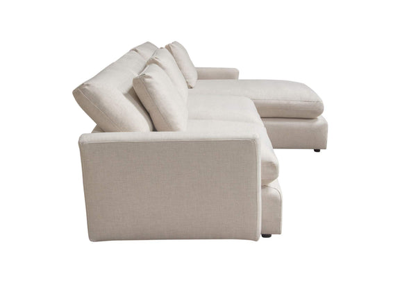 ARCADIACM2PC Arcadia 2pc Reversible Chaise Sectional W/ Feather Down Seating In Cream Fabric