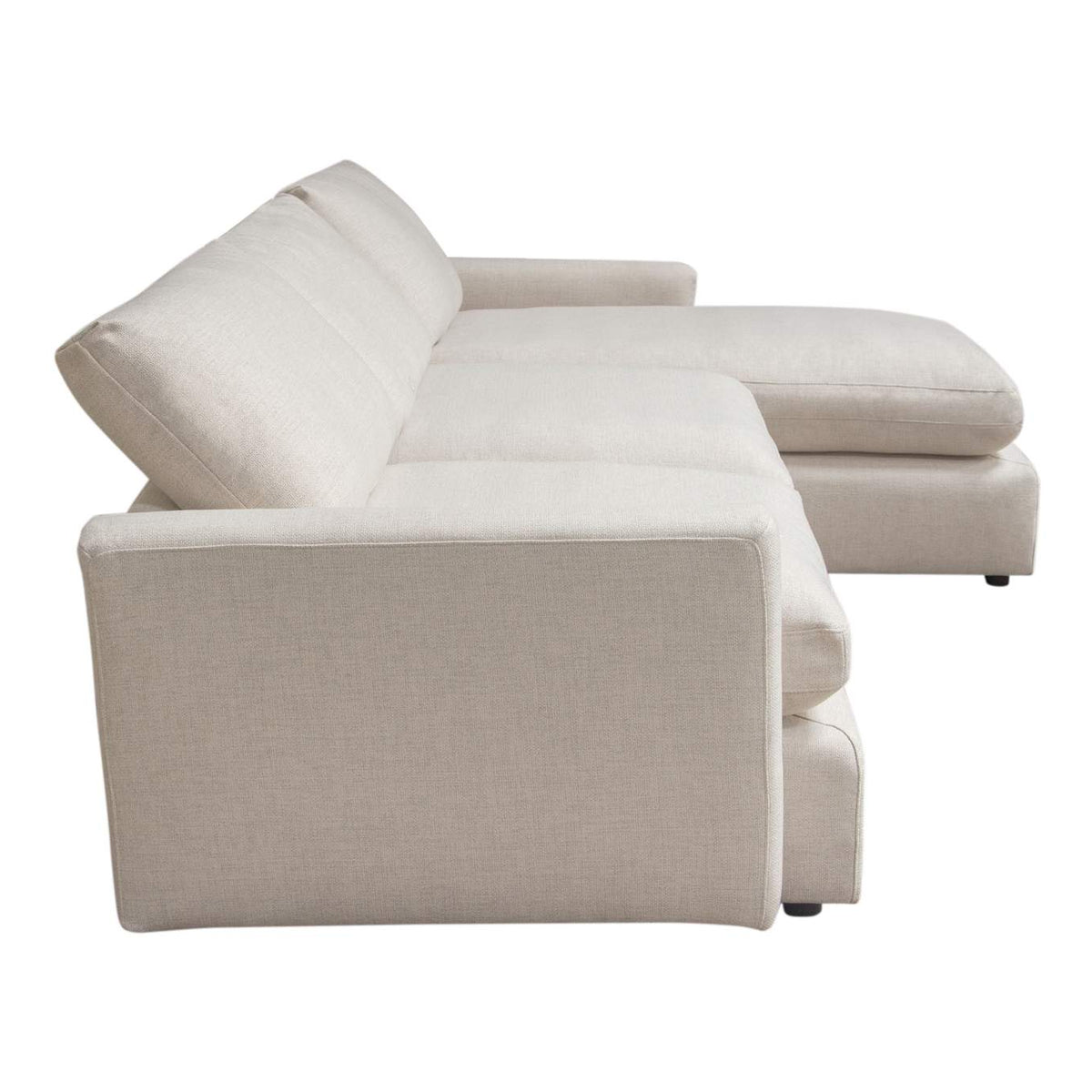 ARCADIACM2PC Arcadia 2pc Reversible Chaise Sectional W/ Feather Down Seating In Cream Fabric