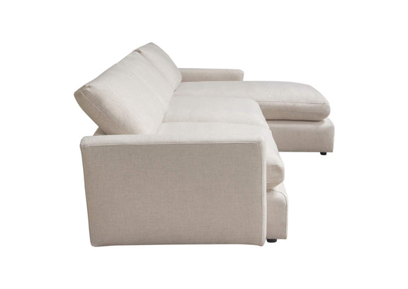 ARCADIACM2PC Arcadia 2pc Reversible Chaise Sectional W/ Feather Down Seating In Cream Fabric
