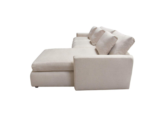 ARCADIACM2PC Arcadia 2pc Reversible Chaise Sectional W/ Feather Down Seating In Cream Fabric