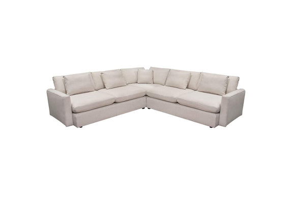 ARCADIACM3PC Arcadia 3pc Corner Sectional W/ Feather Down Seating In Cream Fabric