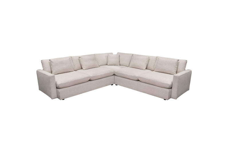 ARCADIACM3PC Arcadia 3pc Corner Sectional W/ Feather Down Seating In Cream Fabric