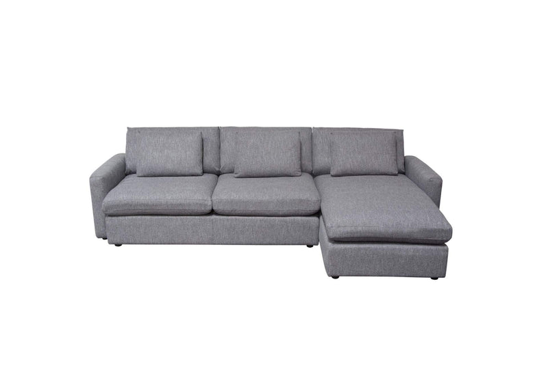 ARCADIAGR2PC Arcadia 2pc Reversible Chaise Sectional W/ Feather Down Seating In Grey Fabric