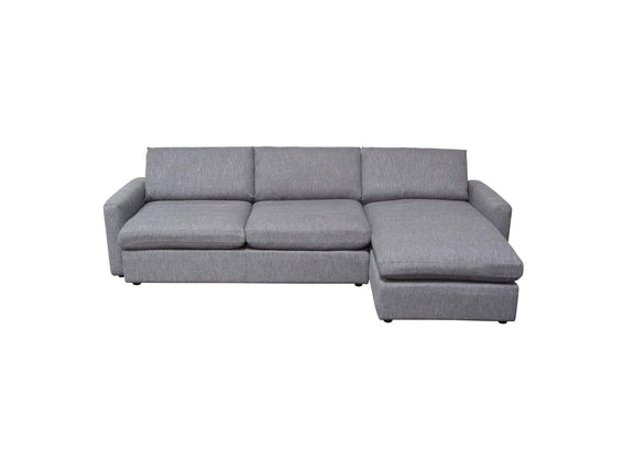 ARCADIAGR2PC Arcadia 2pc Reversible Chaise Sectional W/ Feather Down Seating In Grey Fabric