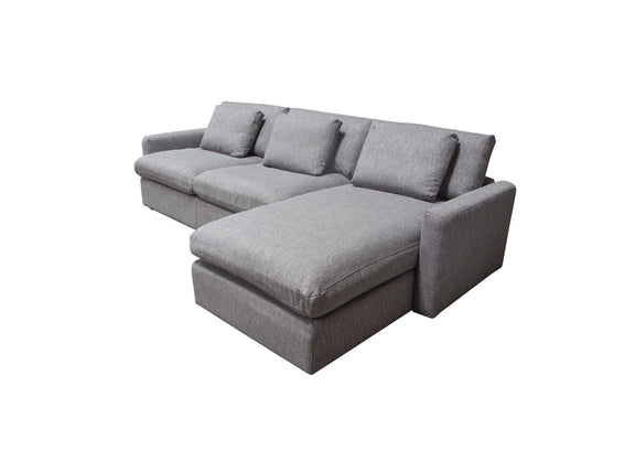 ARCADIAGR2PC Arcadia 2pc Reversible Chaise Sectional W/ Feather Down Seating In Grey Fabric