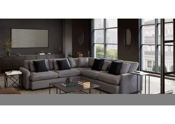 ARCADIAGR3PC Arcadia 3pc Corner Sectional W/ Feather Down Seating In Grey Fabric