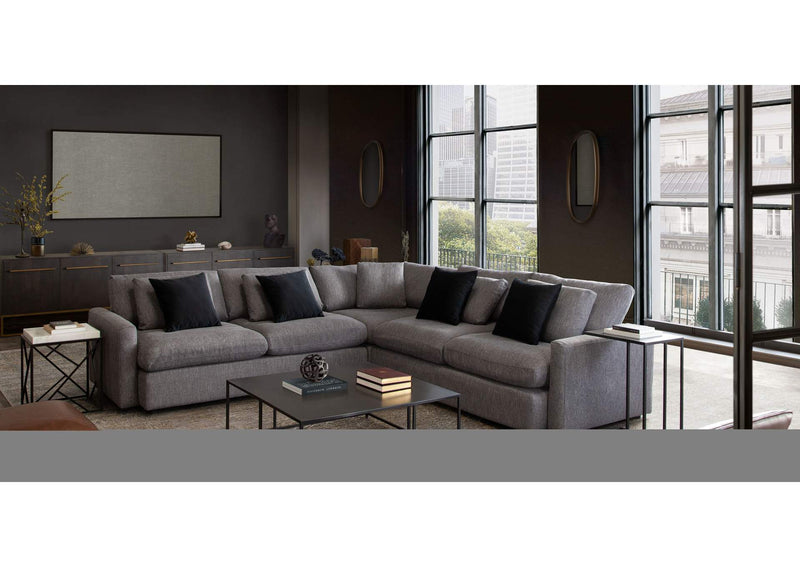 ARCADIAGR3PC Arcadia 3pc Corner Sectional W/ Feather Down Seating In Grey Fabric