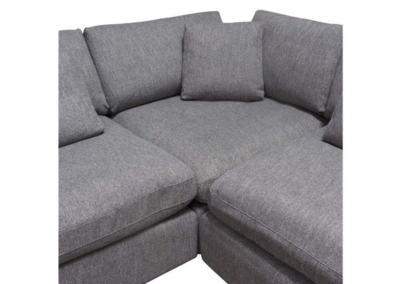 ARCADIAGR3PC Arcadia 3pc Corner Sectional W/ Feather Down Seating In Grey Fabric