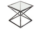 Aria Square Stainless Steel End Table w/ Polished Black Finish Base & Clear, Tempered Glass Top by Diamond Sofa