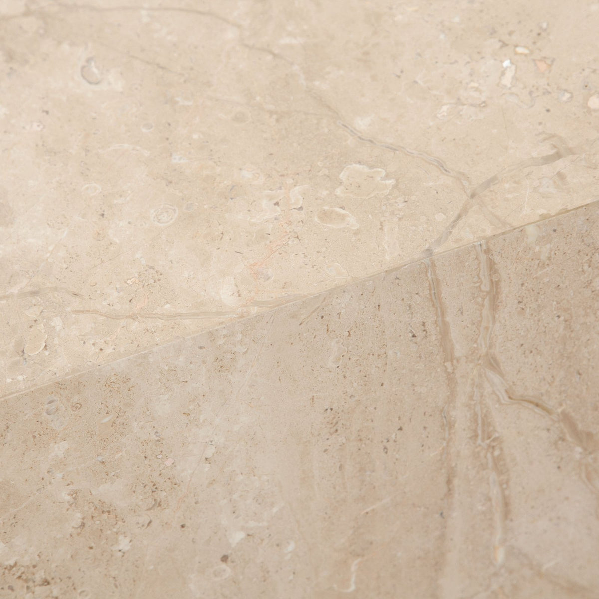 Ark Square Pedestal End Table in Genuine Beige Marble