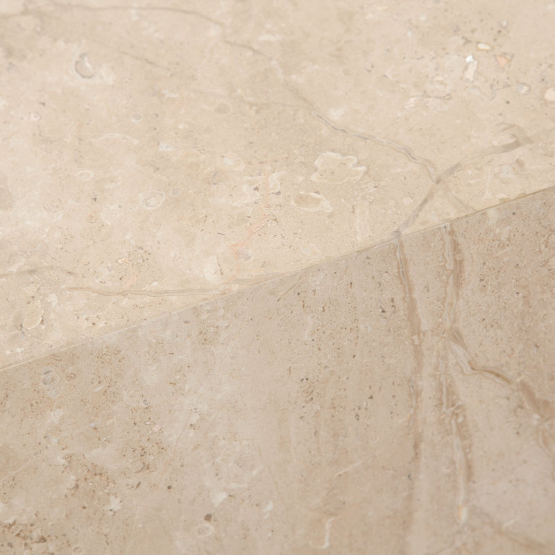 Ark Square Pedestal End Table in Genuine Beige Marble