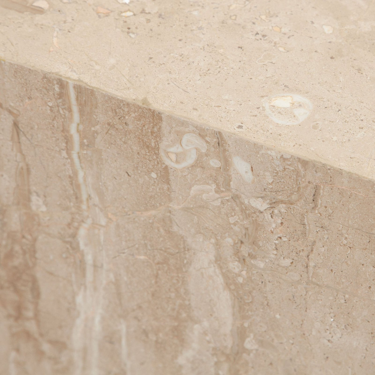 Ark Square Pedestal End Table in Genuine Beige Marble