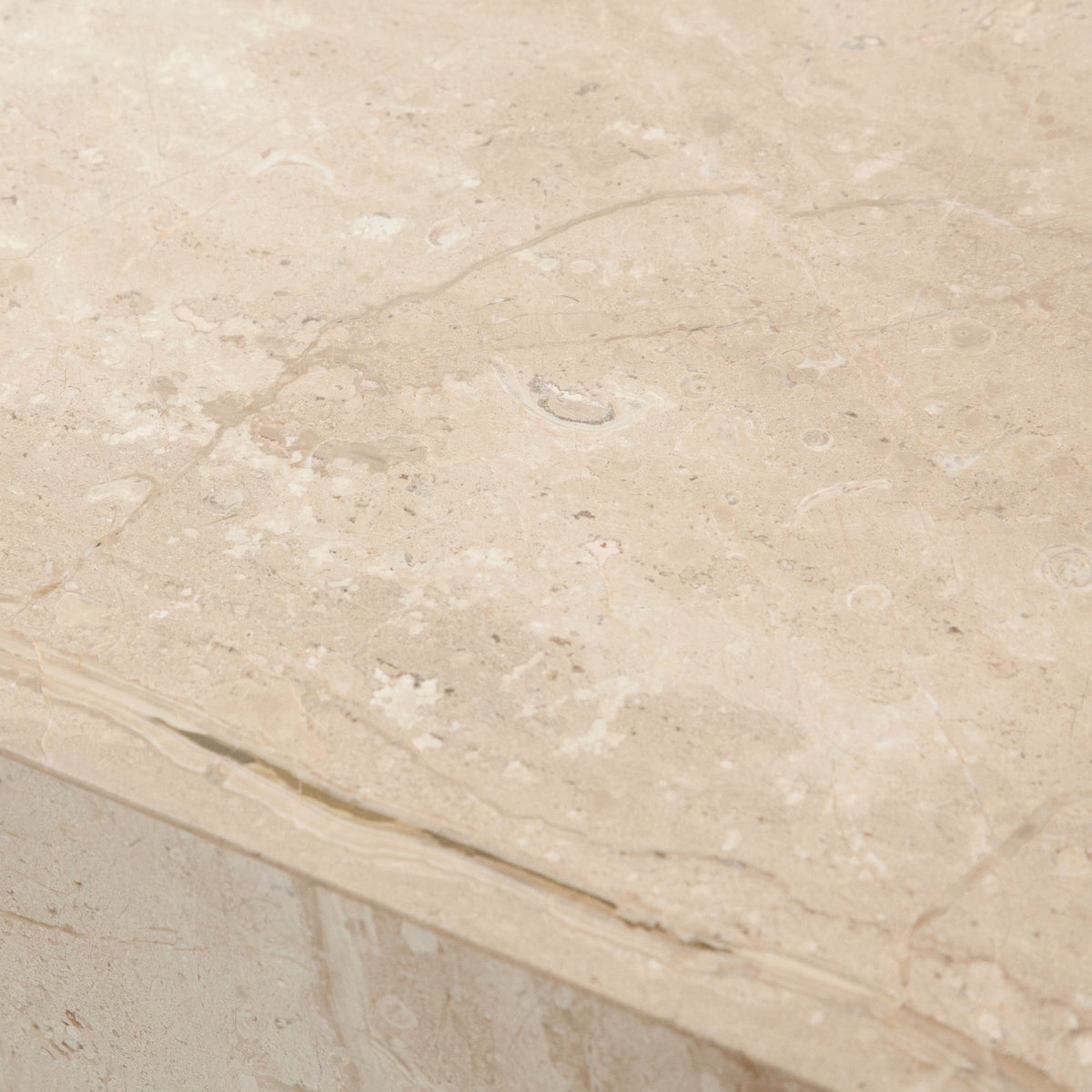 Ark Square Pedestal End Table in Genuine Beige Marble