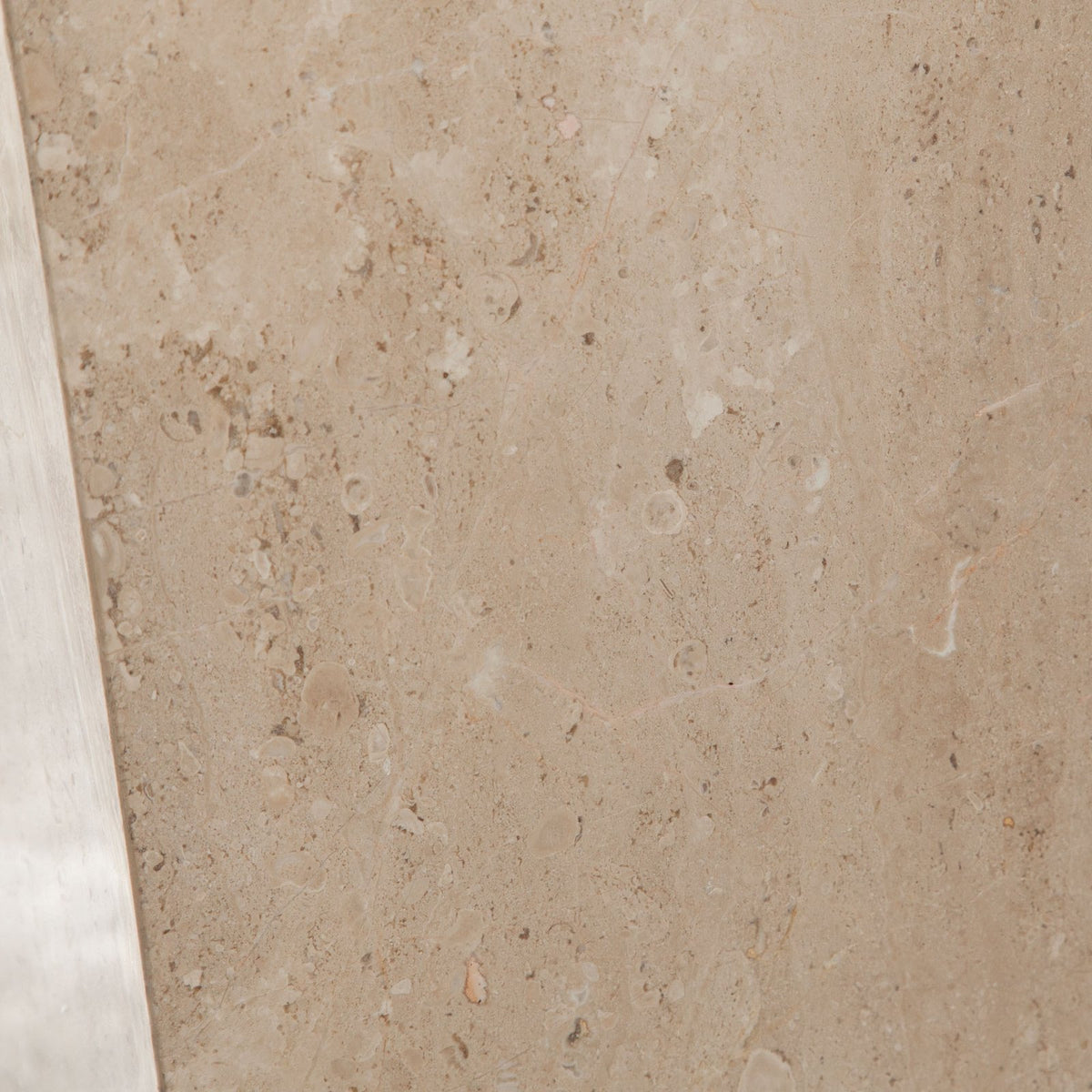 Ark Square Pedestal End Table in Genuine Beige Marble