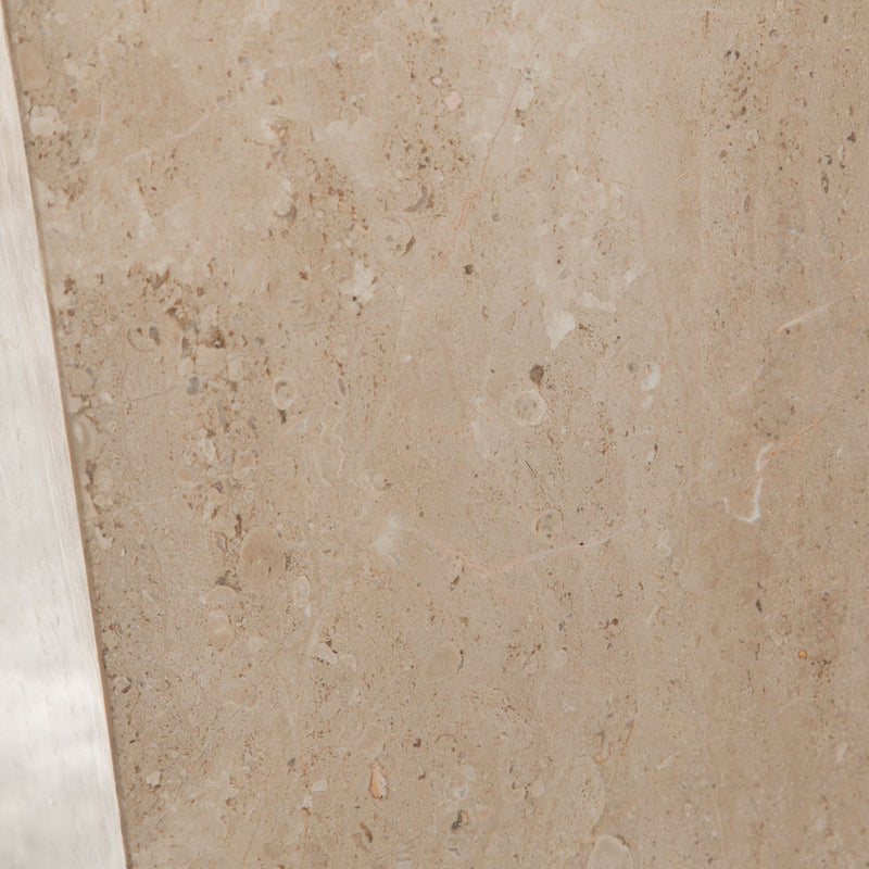 Ark Square Pedestal End Table in Genuine Beige Marble