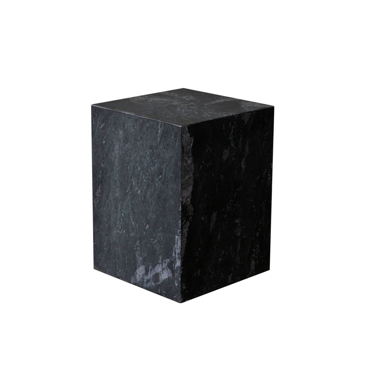 Ark Square Pedestal End Table in Genuine Black Marble