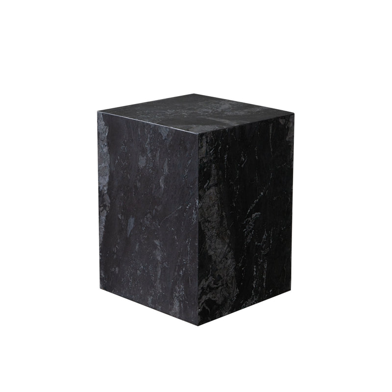 Ark Square Pedestal End Table in Genuine Black Marble