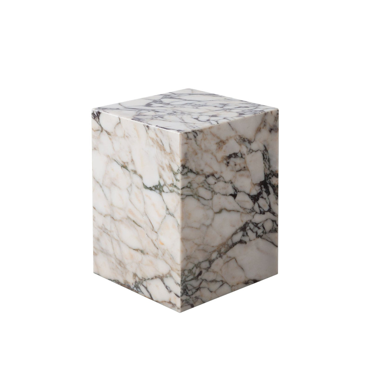 Ark Square Pedestal End Table in Genuine Viola Marble