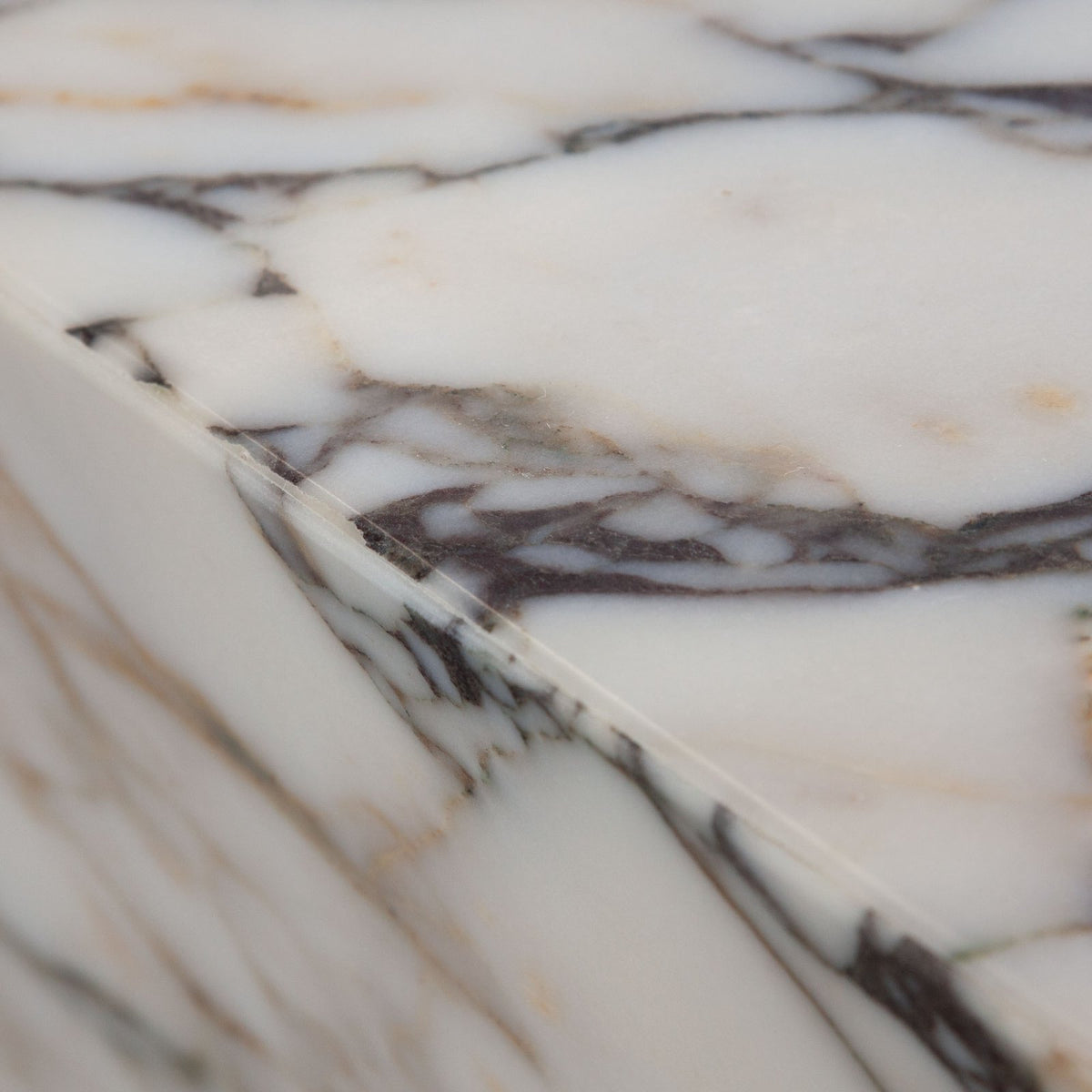 Ark Square Pedestal End Table in Genuine Viola Marble