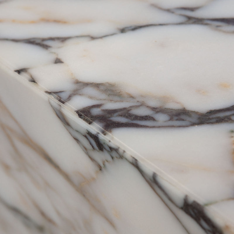 Ark Square Pedestal End Table in Genuine Viola Marble