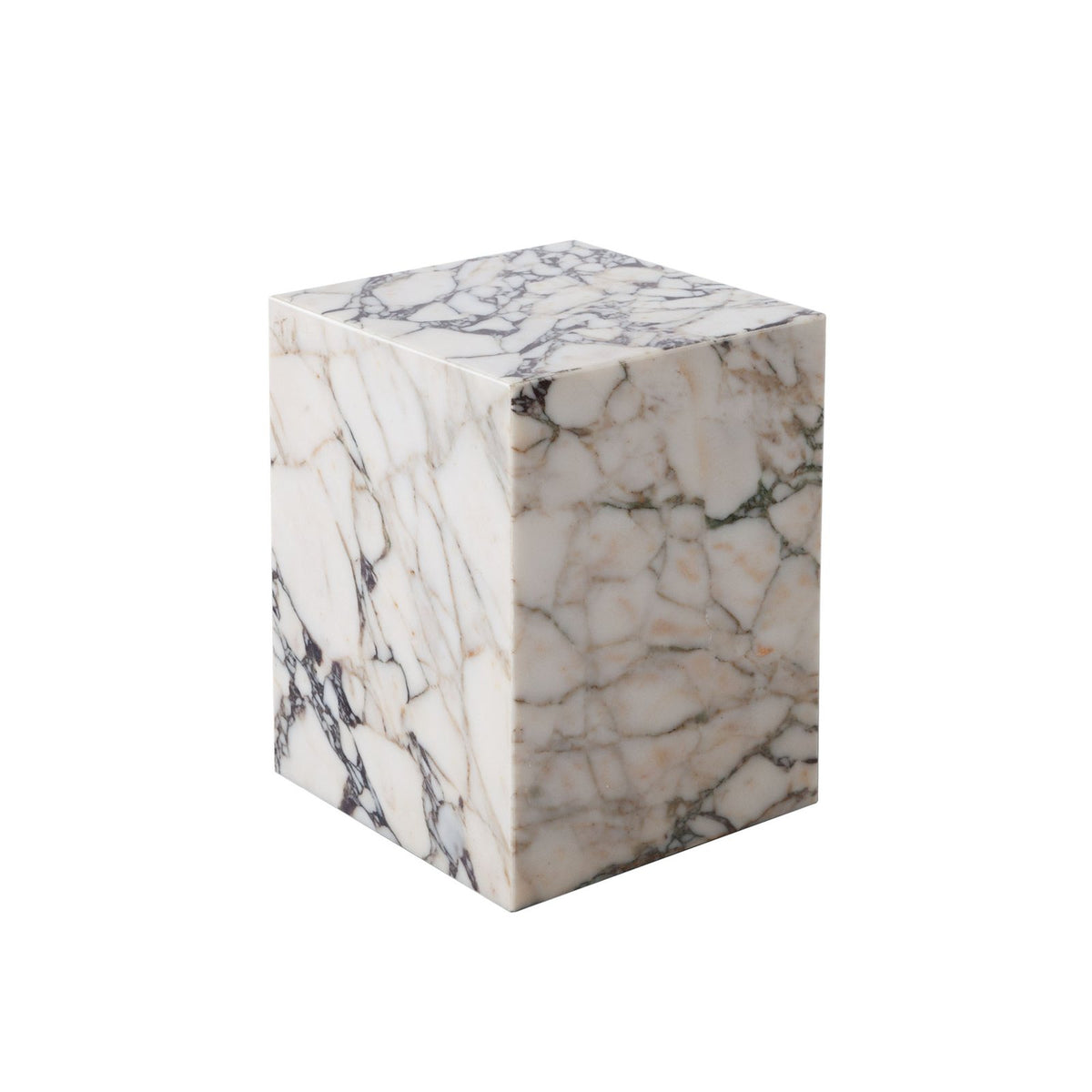 Ark Square Pedestal End Table in Genuine Viola Marble