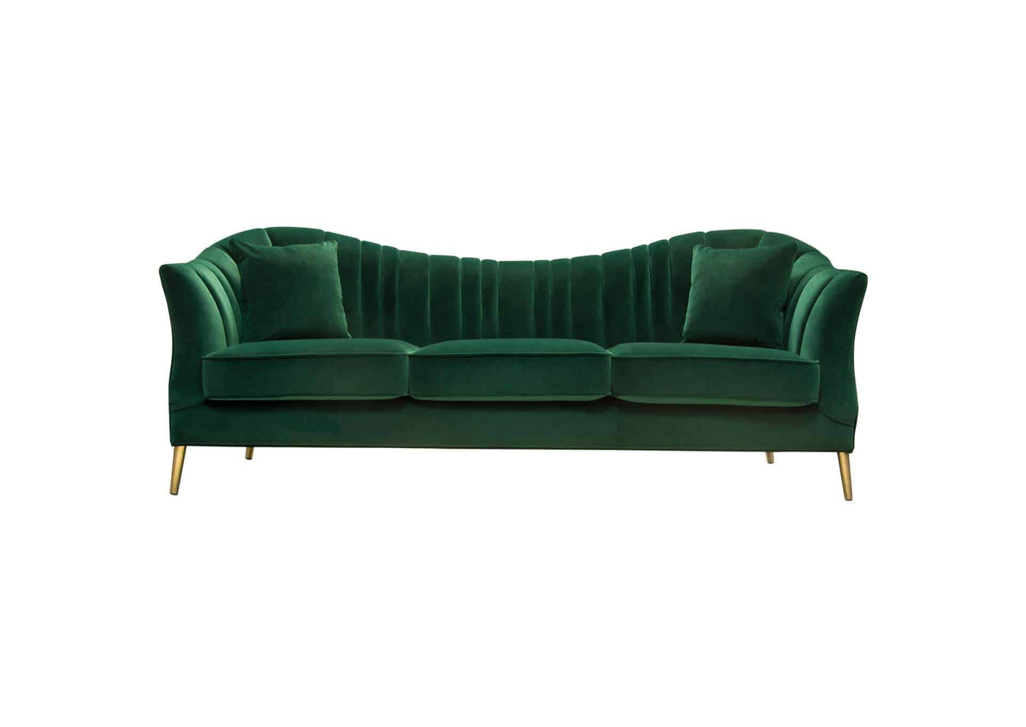 Ava Sofa In Emerald Green Velvet W/ Gold Leg