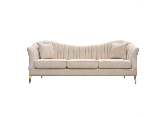 Ava Sofa in Sand Linen Fabric w/ Gold Leg by Diamond Sofa