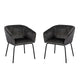 Avery Set of (2) Dining Chairs in Textured Grey Velvet w/ Black Metal Leg