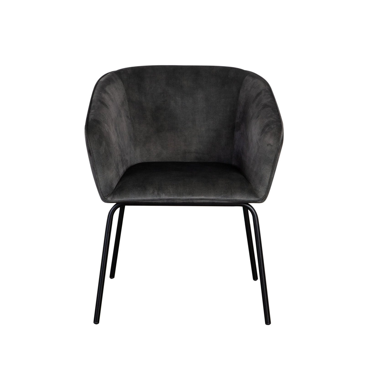 Avery Set of (2) Dining Chairs in Textured Grey Velvet w/ Black Metal Leg