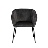 Avery Set of (2) Dining Chairs in Textured Grey Velvet w/ Black Metal Leg