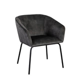 Avery Set of (2) Dining Chairs in Textured Grey Velvet w/ Black Metal Leg
