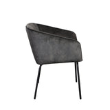 Avery Set of (2) Dining Chairs in Textured Grey Velvet w/ Black Metal Leg
