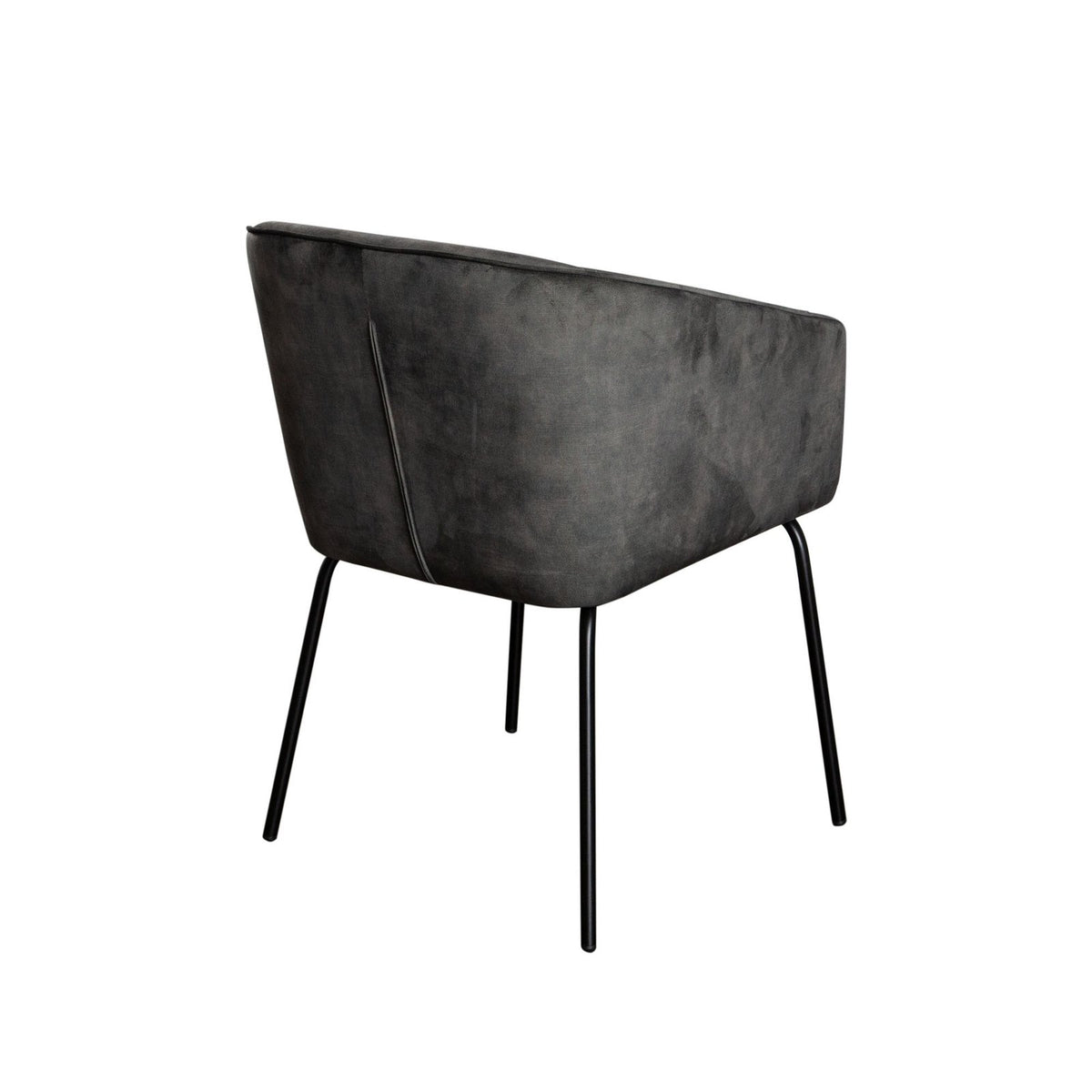 Avery Set of (2) Dining Chairs in Textured Grey Velvet w/ Black Metal Leg