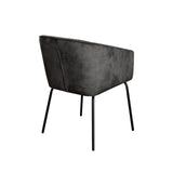 Avery Set of (2) Dining Chairs in Textured Grey Velvet w/ Black Metal Leg