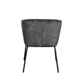 Avery Set of (2) Dining Chairs in Textured Grey Velvet w/ Black Metal Leg