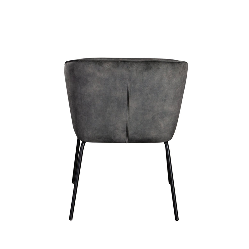 Avery Set of (2) Dining Chairs in Textured Grey Velvet w/ Black Metal Leg
