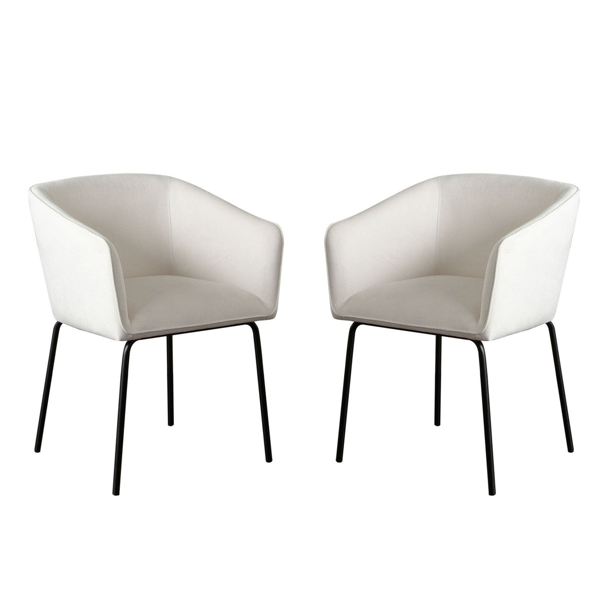Avery Set of (2) Dining Chairs in Mist White Performance Fabric w/ Black Metal Leg