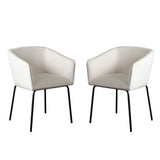 Avery Set of (2) Dining Chairs in Mist White Performance Fabric w/ Black Metal Leg