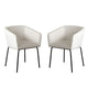 Avery Set of (2) Dining Chairs in Mist White Performance Fabric w/ Black Metal Leg