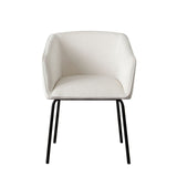 Avery Set of (2) Dining Chairs in Mist White Performance Fabric w/ Black Metal Leg