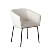 Avery Set of (2) Dining Chairs in Mist White Performance Fabric w/ Black Metal Leg