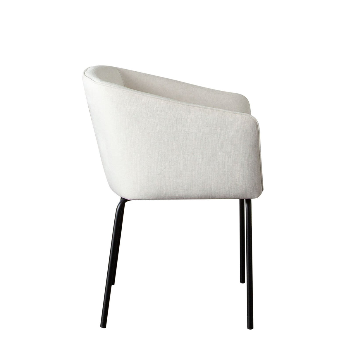 Avery Set of (2) Dining Chairs in Mist White Performance Fabric w/ Black Metal Leg